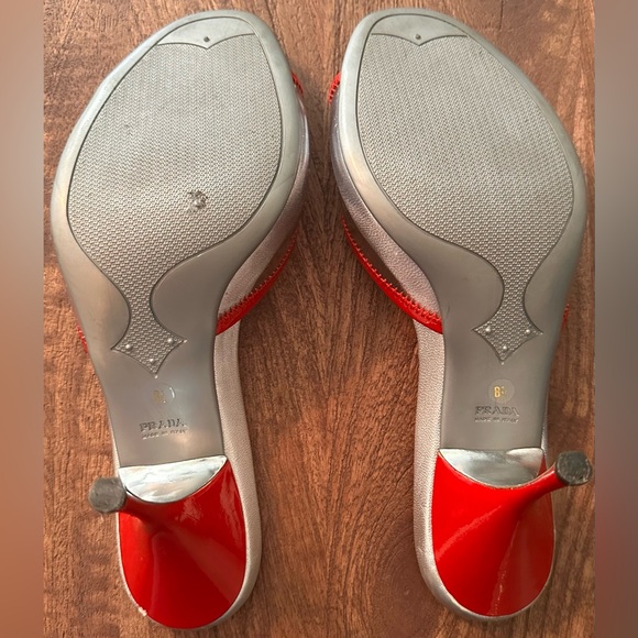 Ladies Prada Vintage Silver & Red Translucent Heels - Picture 10 of 14